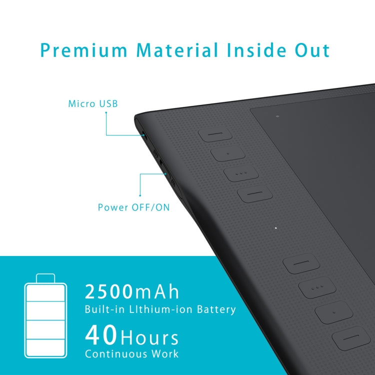 HUION Inspiroy Series Q11K 5080LPI Professional Art USB Graphics Drawing Tablet for Windows / Mac OS, with Digital Pen - by HUION | Online Shopping UK | buy2fix