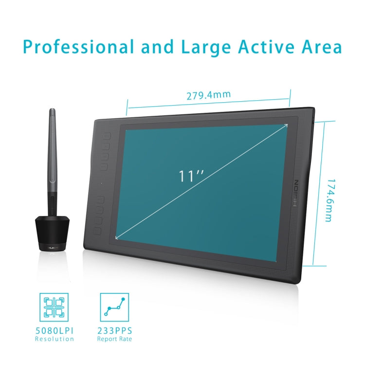 HUION Inspiroy Series Q11K 5080LPI Professional Art USB Graphics Drawing Tablet for Windows / Mac OS, with Digital Pen - by HUION | Online Shopping UK | buy2fix