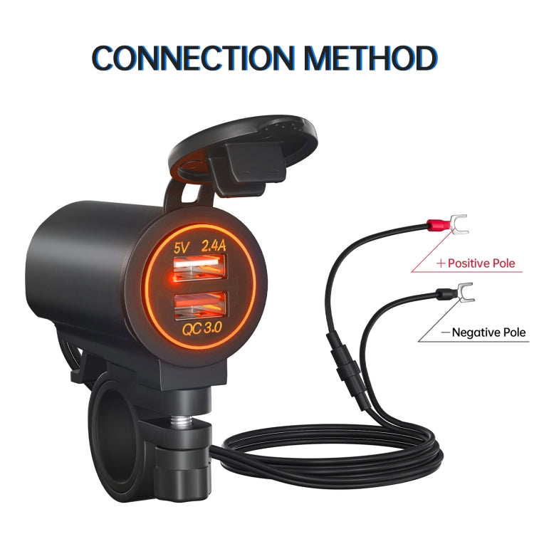 ZH-723F4 Car / Motorcycle QC3.0 Cell Phone Fast Charging Dual USB Car Charger(Orange Light) - DIY Modified Charger by buy2fix | Online Shopping UK | buy2fix