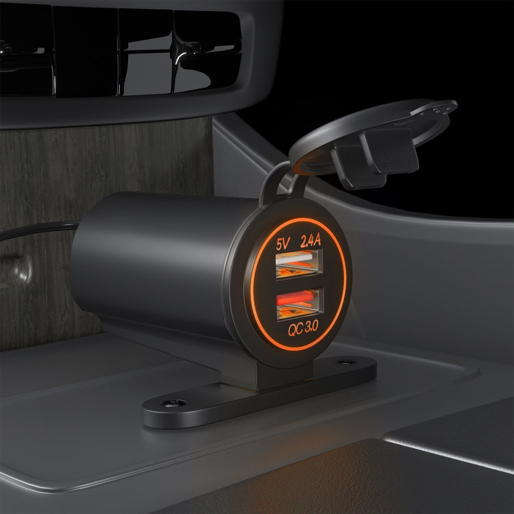 ZH-723F4 Car / Motorcycle QC3.0 Cell Phone Fast Charging Dual USB Car Charger(Orange Light) - DIY Modified Charger by buy2fix | Online Shopping UK | buy2fix