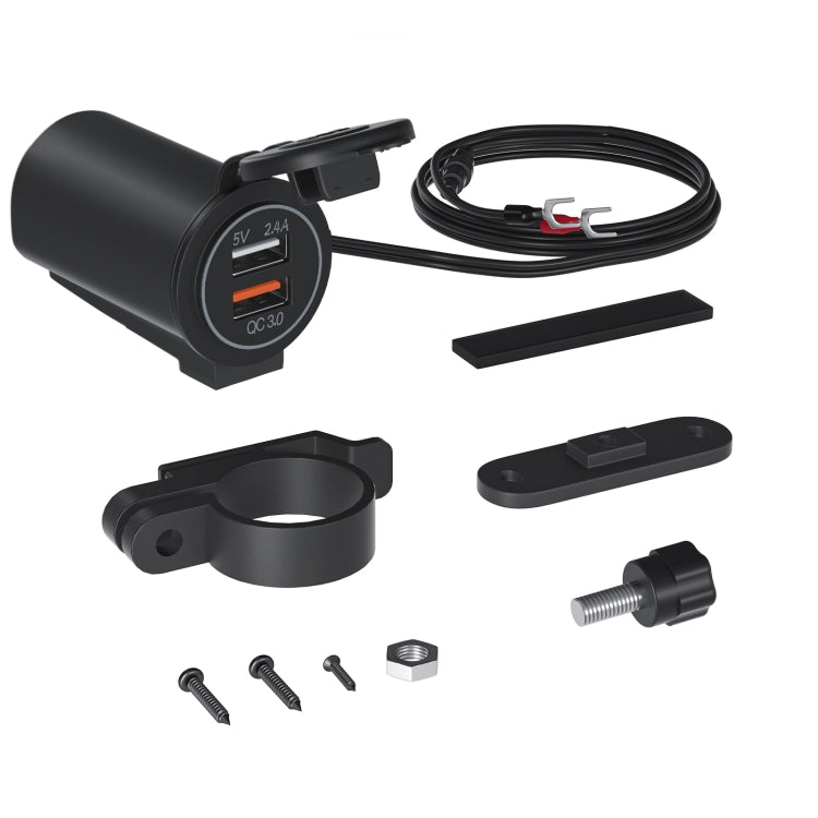 ZH-723F5 Car / Motorcycle QC3.0 Cell Phone Fast Charging Dual USB Car Charger(White Light) - DIY Modified Charger by buy2fix | Online Shopping UK | buy2fix