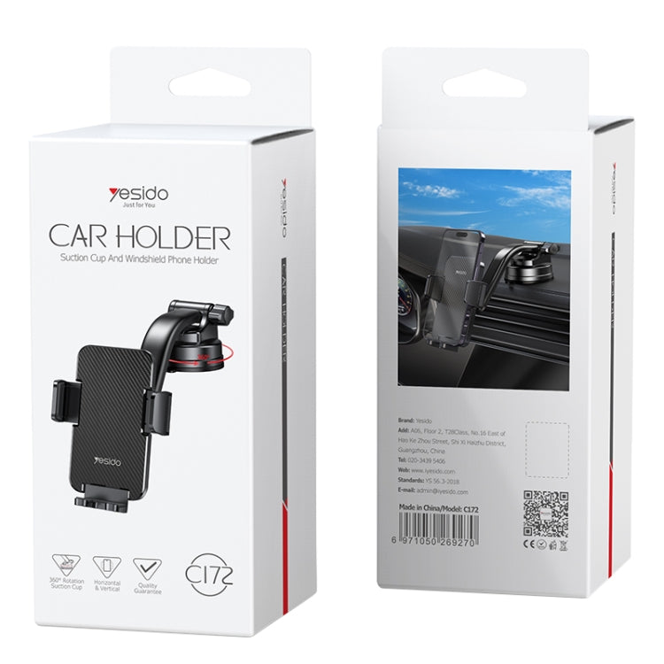 Yesido C172 Suction Cup Type Bending Arm Car Phone Holder (Black) by Yesido