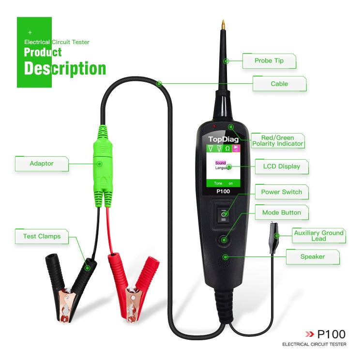 TopDiag P100 Car Circuit Intelligent Analyzer Diagnostic Instrument, Cable Length: 2m - Electronic Test by buy2fix | Online Shopping UK | buy2fix