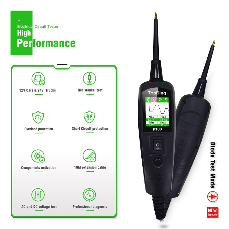 TopDiag P100 Car Circuit Intelligent Analyzer Diagnostic Instrument, Cable Length: 2m - Electronic Test by buy2fix | Online Shopping UK | buy2fix