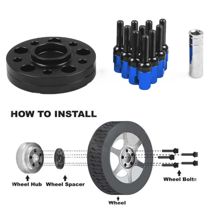 For Mercedes-Benz 15mm Car Modified Wheel Hub Flange Center Wheel Spacer with M12x1.5 Screws (Blue) - Wheels Tires & Parts by buy2fix | Online Shopping UK | buy2fix