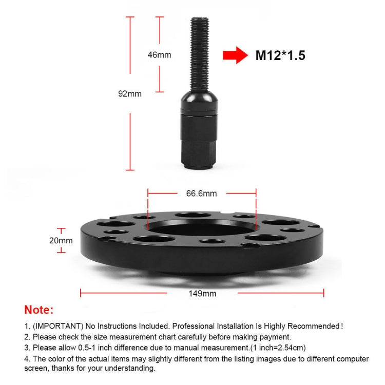 For Mercedes-Benz 20mm Car Modified Wheel Hub Flange Center Wheel Spacer with M12x1.5 Screws (Black) - Wheels Tires & Parts by buy2fix | Online Shopping UK | buy2fix