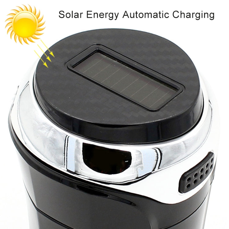 N12B Car Creative Ashtray Solar Power With Light And Cover Car Supplies (Silver) - Ashtrays by buy2fix | Online Shopping UK | buy2fix