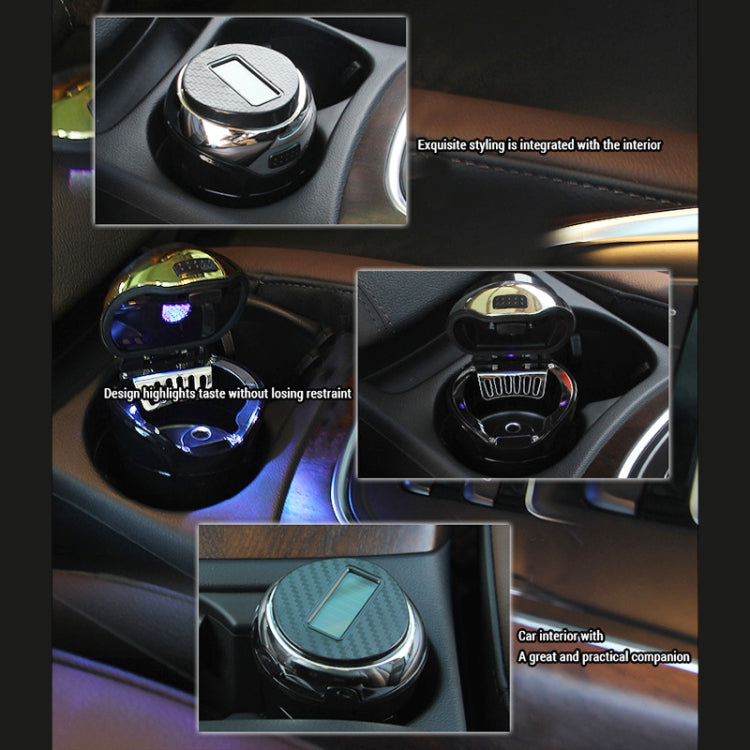 N12B Car Creative Ashtray Solar Power With Light And Cover Car Supplies (Silver) - Ashtrays by buy2fix | Online Shopping UK | buy2fix