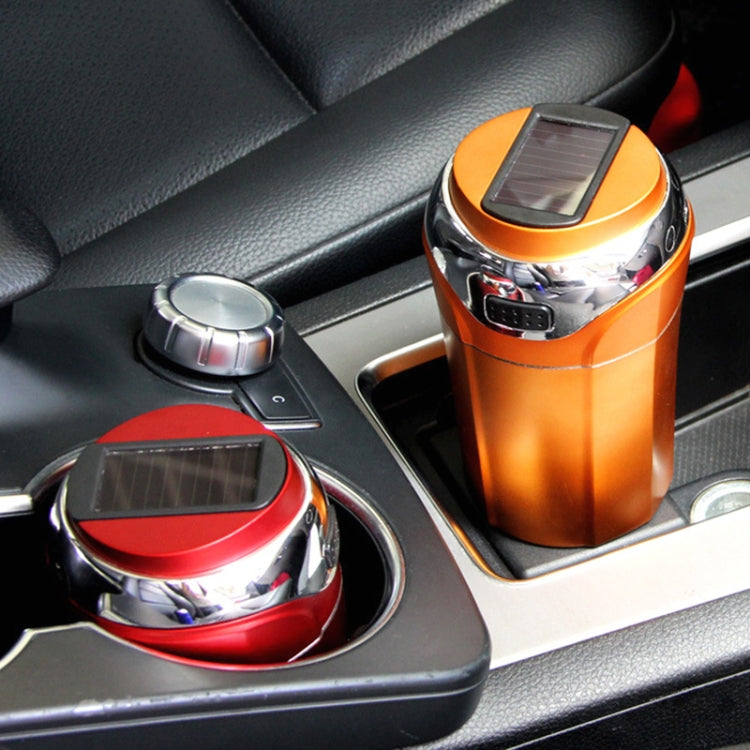N12E Car Creative Ashtray Solar Power With Light And Cover With Cigarette Liighter (Black) - Ashtrays by buy2fix | Online Shopping UK | buy2fix