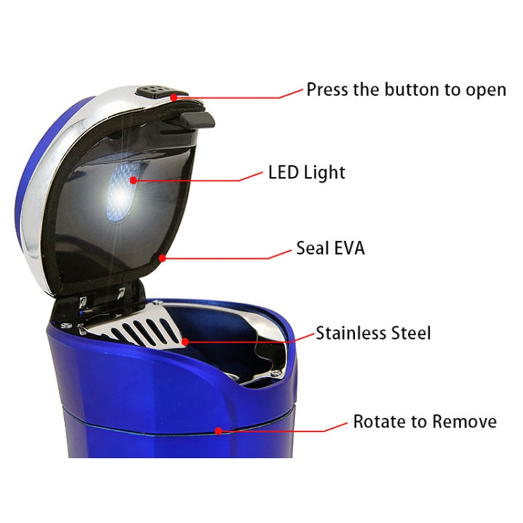 N12E Car Creative Ashtray Solar Power With Light And Cover With Cigarette Liighter (Blue) - Ashtrays by buy2fix | Online Shopping UK | buy2fix