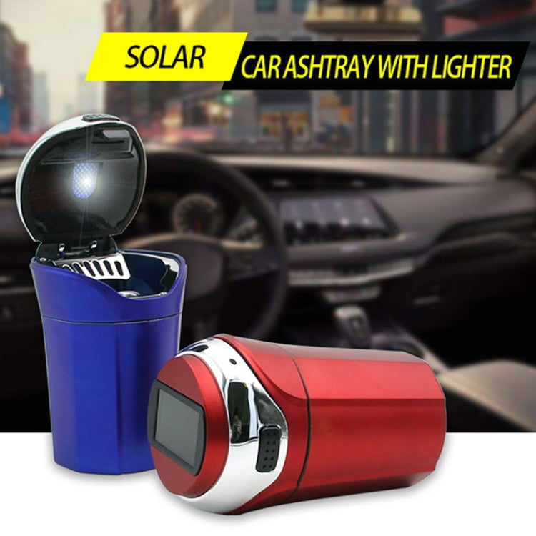 N12E Car Creative Ashtray Solar Power With Light And Cover With Cigarette Liighter (Black) - Ashtrays by buy2fix | Online Shopping UK | buy2fix