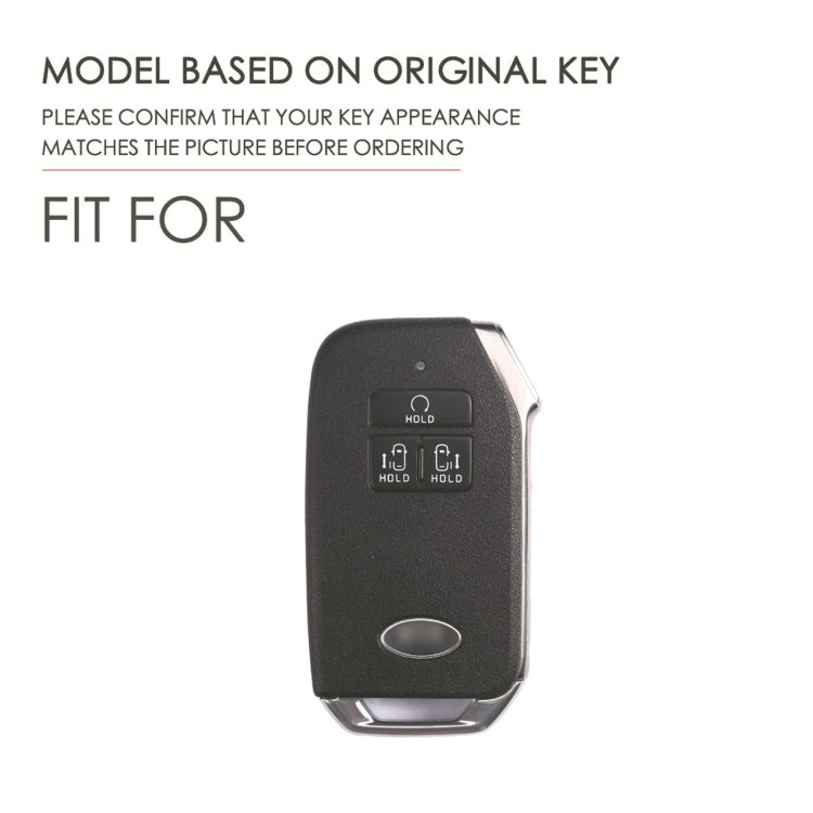 For KIA Carnival EX / SX Hallmo Car Cowhide Leather Key Protective Cover Key Case(Blue) - Car Key Cases by Hallmo | Online Shopping UK | buy2fix