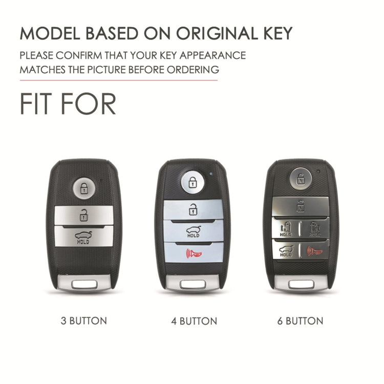 For Kia C134 6-button Hallmo Car Cowhide Leather Key Protective Cover Key Case(Blue) - Car Key Cases by Hallmo | Online Shopping UK | buy2fix