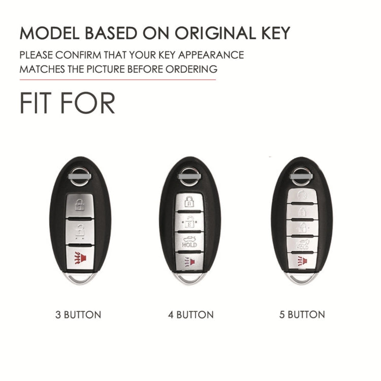 For Nissan 5-button Horn Hallmo Car Cowhide Leather Key Protective Cover Key Case(Blue) - Car Key Cases by Hallmo | Online Shopping UK | buy2fix