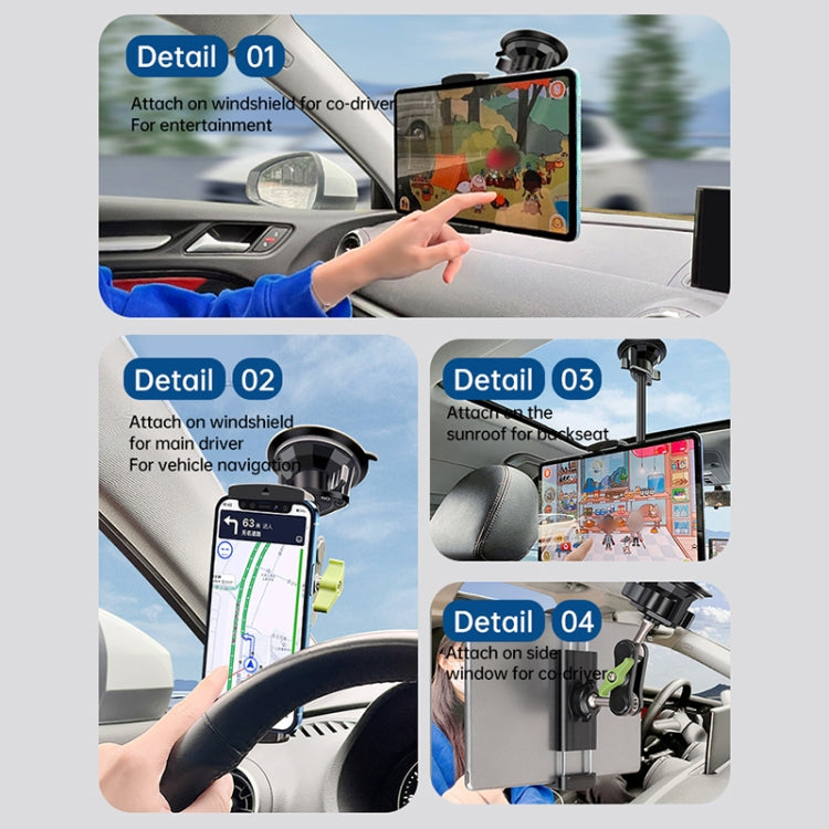 UBA-P1L Car Flexible Tablet Suction Cup Clamp Holder with Extension Rod without Remote Control - Universal Car Holders by buy2fix | Online Shopping UK | buy2fix