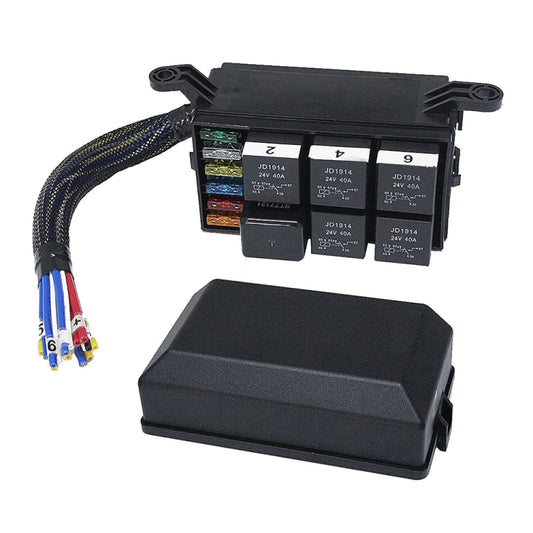 24V 5 Pin Car 6 Slots Waterproof Relay Fuse Box with Cable by buy2fix