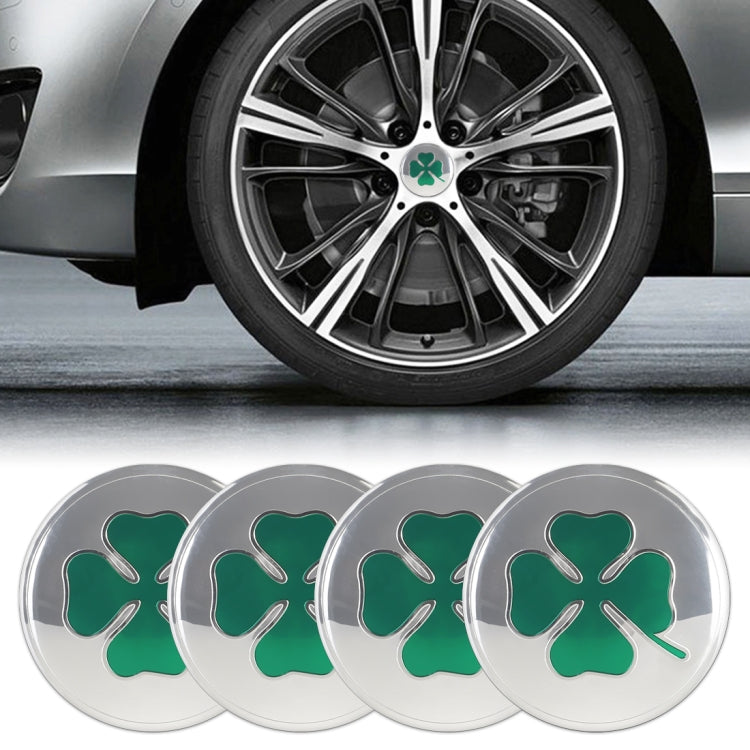 4 in 1 Car Four Leaf Clover Pattern Wheel Hub Decorative Sticker Silver, Diameter: 5.8cm - by buy2fix | Online Shopping UK | buy2fix