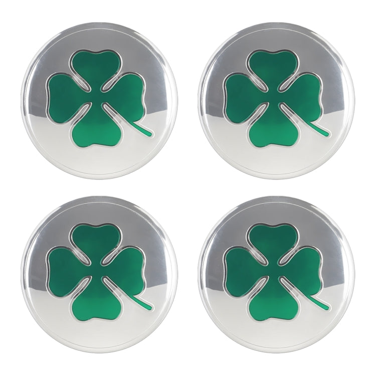 4 in 1 Car Four Leaf Clover Pattern Wheel Hub Decorative Sticker Silver, Diameter: 5.8cm - by buy2fix | Online Shopping UK | buy2fix