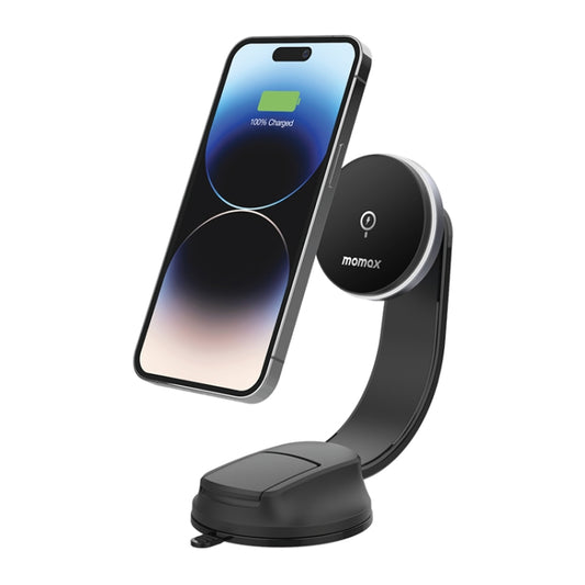 MOMAX CM25B Magnetic Wireless Charger Car Suction Cup Phone Holder by MOMAX