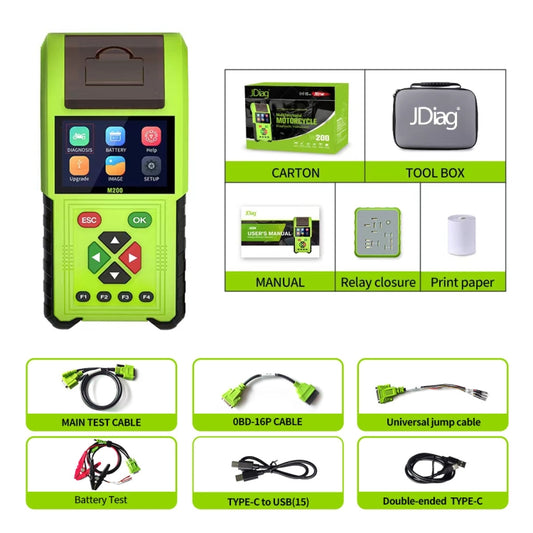 JDiag M200 8V-30V OBD Motorcycles Diagnostic Instrument with Data Printing - Code Readers & Scan Tools by buy2fix | Online Shopping UK | buy2fix