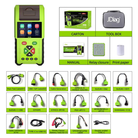 JDiag M200 8V-30V OBD Motorcycles Diagnostic Instrument with Data Printing, Standard Version - Code Readers & Scan Tools by buy2fix | Online Shopping UK | buy2fix