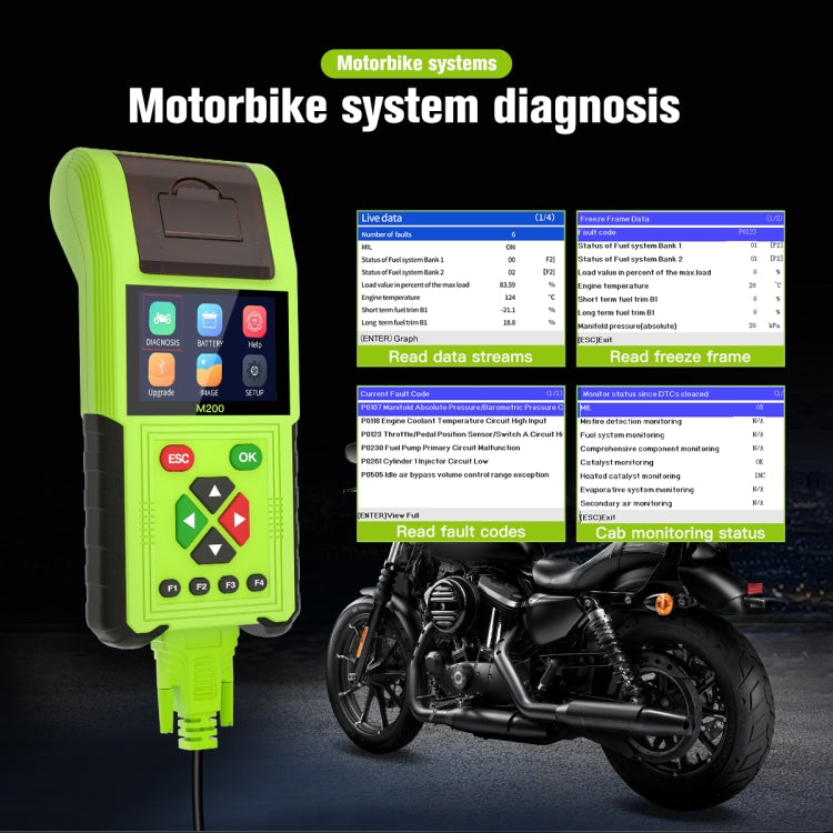 JDiag M200 8V-30V OBD Motorcycles Diagnostic Instrument with Data Printing, Standard Version - Code Readers & Scan Tools by buy2fix | Online Shopping UK | buy2fix