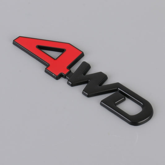 Car 4WD Personalized Aluminum Alloy Decorative Stickers, Size: 13x3.5x0.3cm (Black Red) by buy2fix