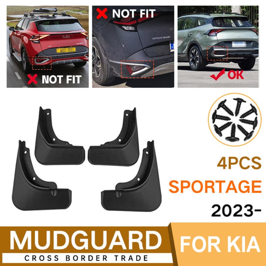 For KIA Sportage 2023 4pcs/Set Car Auto Soft Plastic Splash Flaps Fender Guard by buy2fix