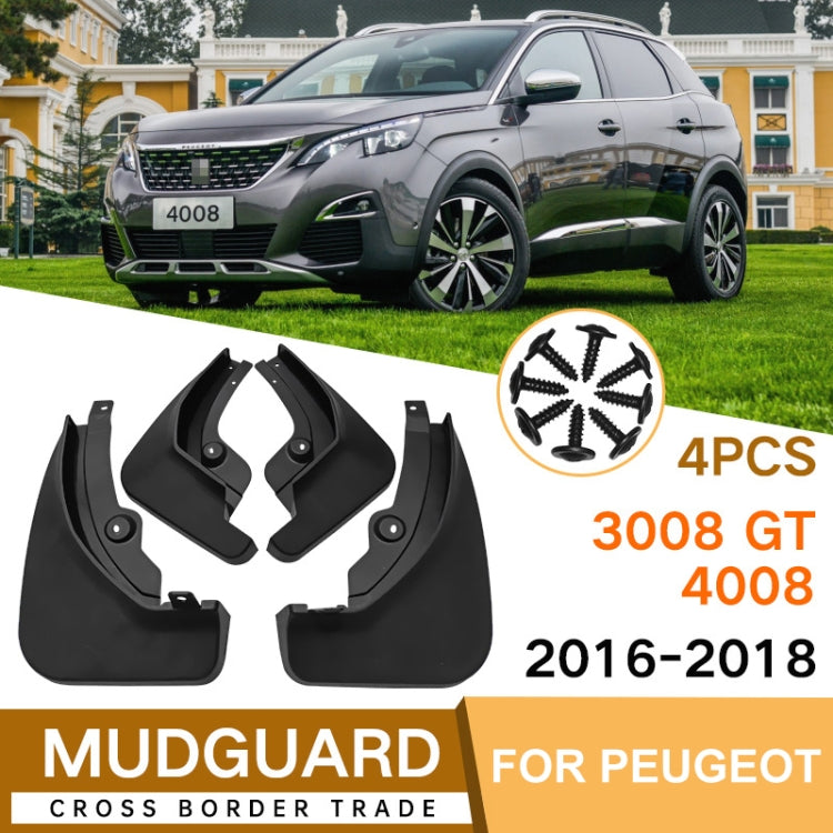 For Peugeot 4008 / 3008GT 2016-2021 4pcs/Set Car Auto Soft Plastic Splash Flaps Fender Guard - Mudguards by buy2fix | Online Shopping UK | buy2fix