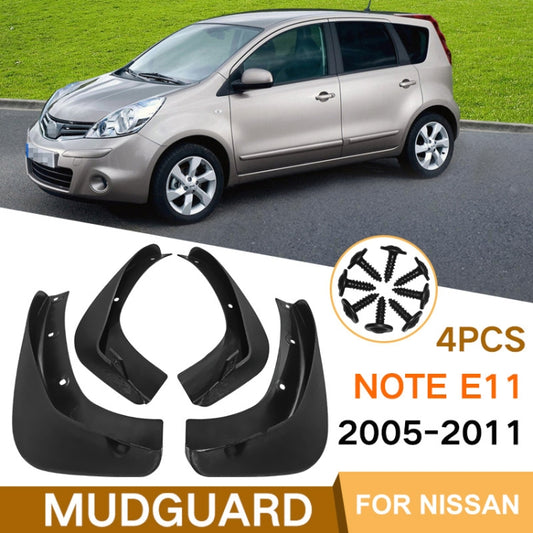 For Nissan Note E11 / LIVINA 2005-2009 4pcs/Set Car Auto Soft Plastic Splash Flaps Fender Guard - Mudguards by buy2fix | Online Shopping UK | buy2fix