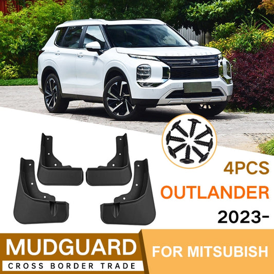 For Mitsubishi Outlander 2023 4pcs/Set Car Auto Soft Plastic Splash Flaps Fender Guard by buy2fix
