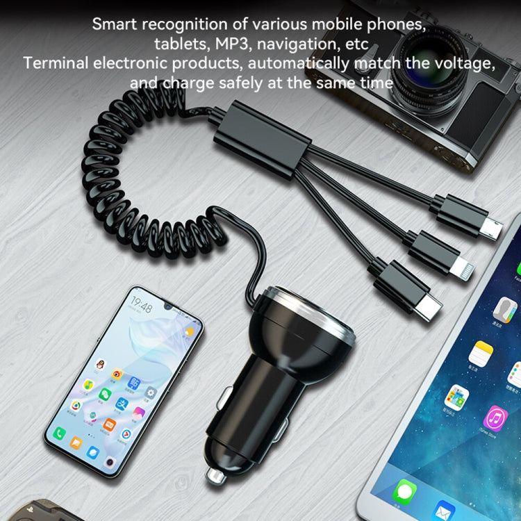 BW15 110W 3 in 1 Charging Cable & Dual USB Port Car Charger (Red) - Car Charger by buy2fix | Online Shopping UK | buy2fix