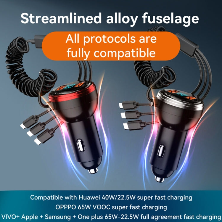 BW15 110W 3 in 1 Charging Cable & Dual USB Port Car Charger (Red) - Car Charger by buy2fix | Online Shopping UK | buy2fix