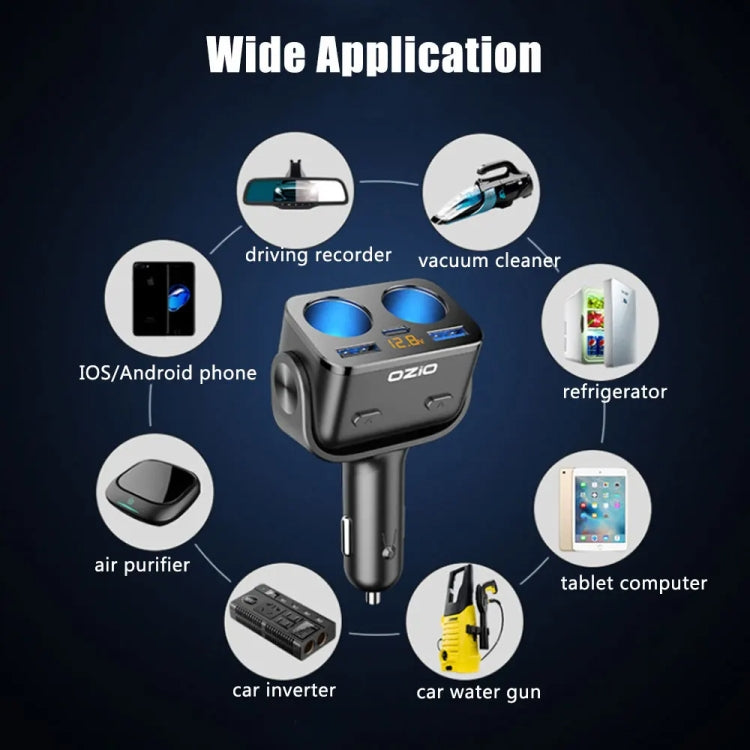 Ozio Y48TC QC3.0 + Type-C Dual Port Fast Charging Multi-function Car Charger Cigarette Lighter by ozio