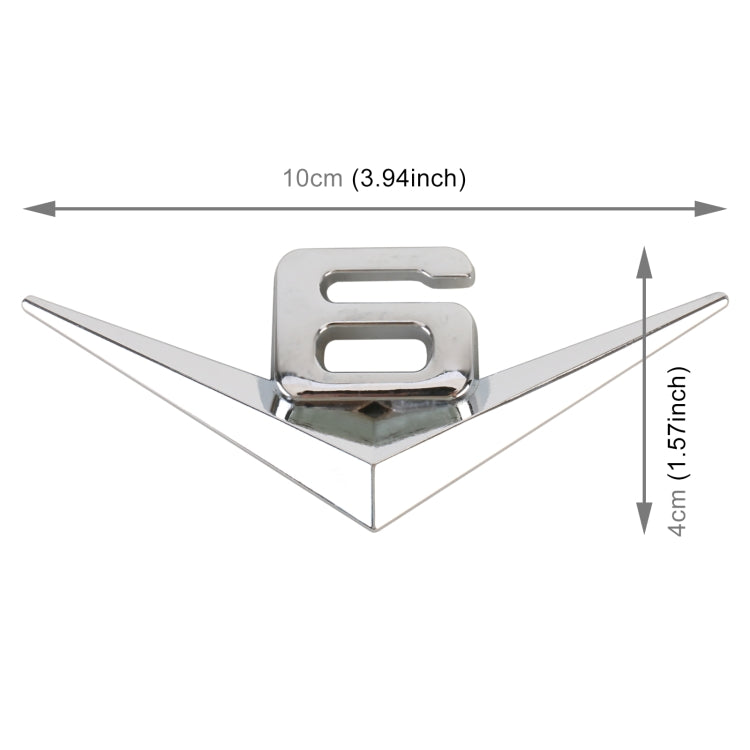 Car Number 6 Personalized Aluminum Alloy Decorative Stickers, Size:10x4x0.4cm (Silver) - 3D Metal Sticker by buy2fix | Online Shopping UK | buy2fix