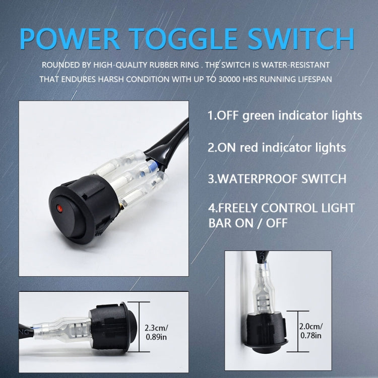 D0034 Off-road Vehicle 300W Round Waterproof Switch Light Wiring Harness - Wires by buy2fix | Online Shopping UK | buy2fix