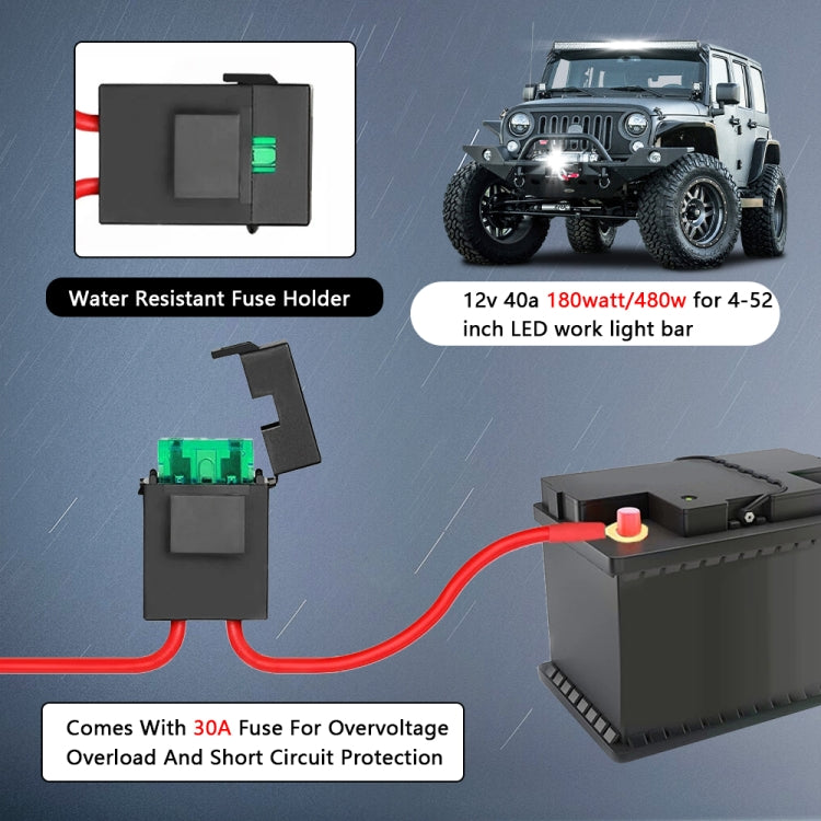 D0034 Off-road Vehicle 300W Round Waterproof Switch Light Wiring Harness - Wires by buy2fix | Online Shopping UK | buy2fix