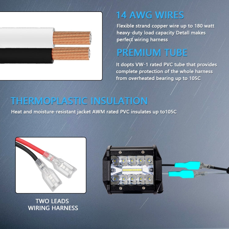 D0034 Off-road Vehicle 300W Round Waterproof Switch Light Wiring Harness - Wires by buy2fix | Online Shopping UK | buy2fix