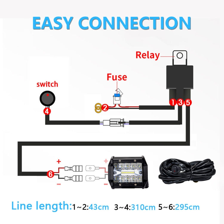D0034 Off-road Vehicle 300W Round Waterproof Switch Light Wiring Harness - Wires by buy2fix | Online Shopping UK | buy2fix