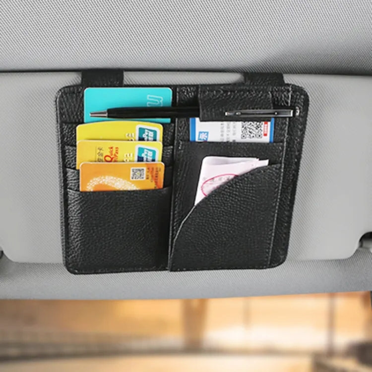 Car Multifunctional Sun Visor Card Holder Bill Storage Card Bag (Black) by buy2fix