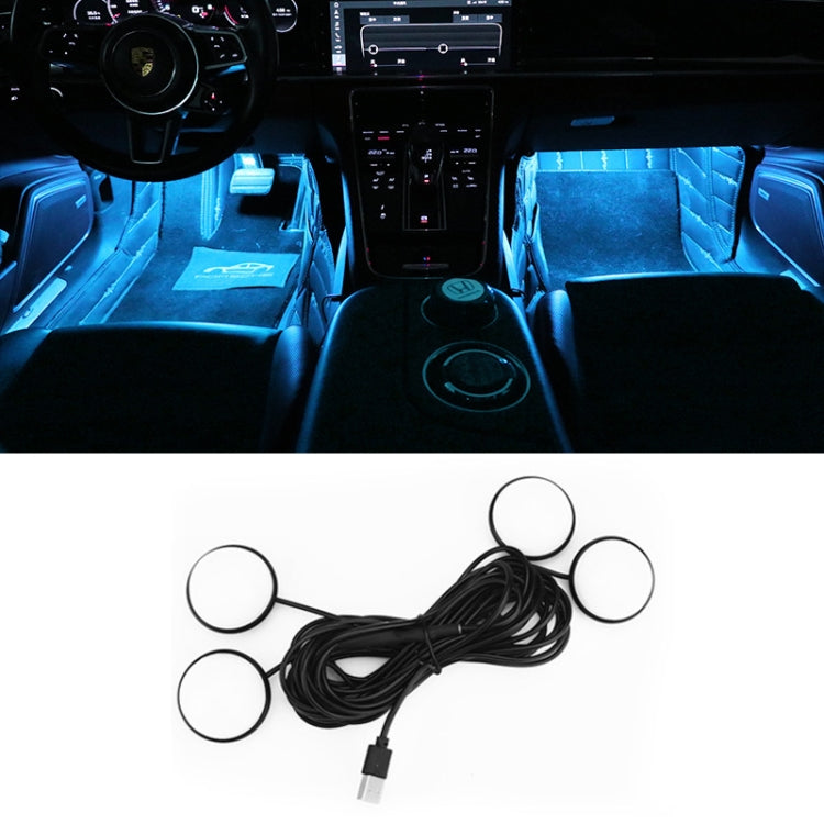 Car 4 in 1 USB RGB Foot LED Atmosphere Light (Ice Blue Light) - Atmosphere lights by buy2fix | Online Shopping UK | buy2fix