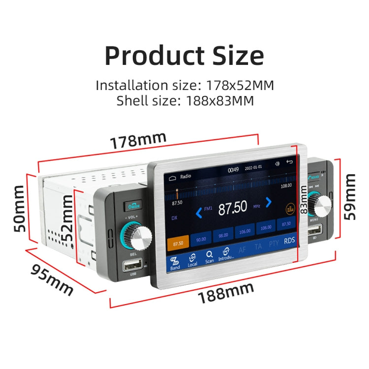 158W 5 inch Allwinner Melis F133 Car MP5 Player, Support CarPlay / BT / USB / FM - Car MP3 & MP4 & MP5 by buy2fix | Online Shopping UK | buy2fix