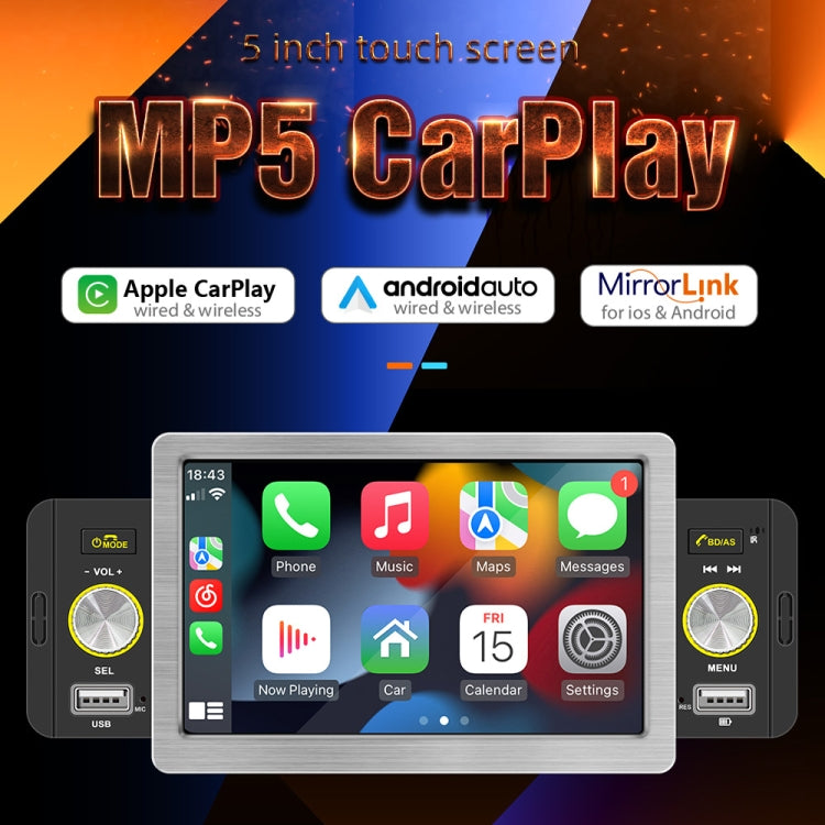 158W 5 inch Allwinner Melis F133 Car MP5 Player, Support CarPlay / BT / USB / FM - Car MP3 & MP4 & MP5 by buy2fix | Online Shopping UK | buy2fix