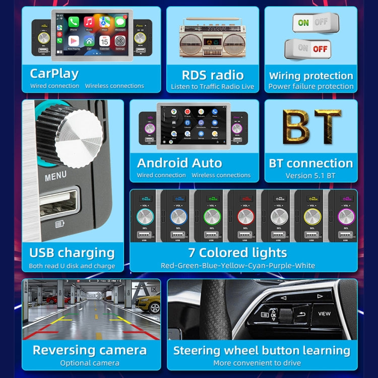 158W 5 inch Allwinner Melis F133 Car MP5 Player, Support CarPlay / BT / USB / FM - Car MP3 & MP4 & MP5 by buy2fix | Online Shopping UK | buy2fix