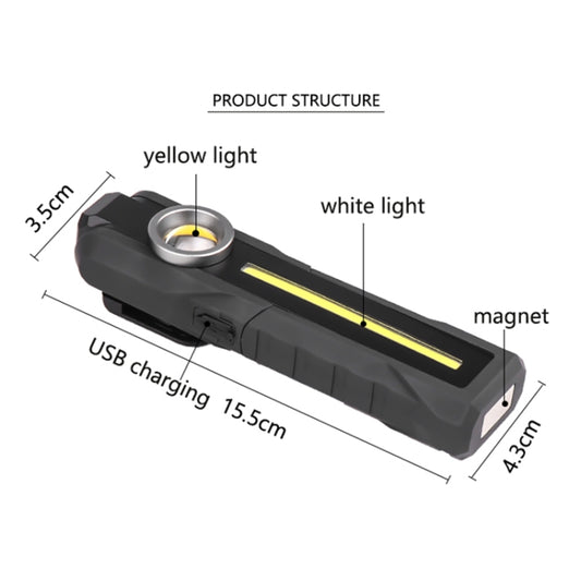 1902A Folding Magnet Car Inspection Light Work Maintenance Lamp Emergency COB LED USB Charging Lamp by buy2fix
