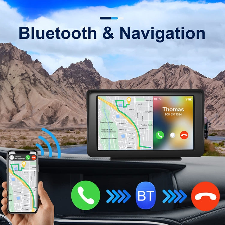 7 inch Portable Touch Display Wireless Car Navigator Smart CarPlay Bluetooth Reversing Image - Car DVRs by buy2fix | Online Shopping UK | buy2fix
