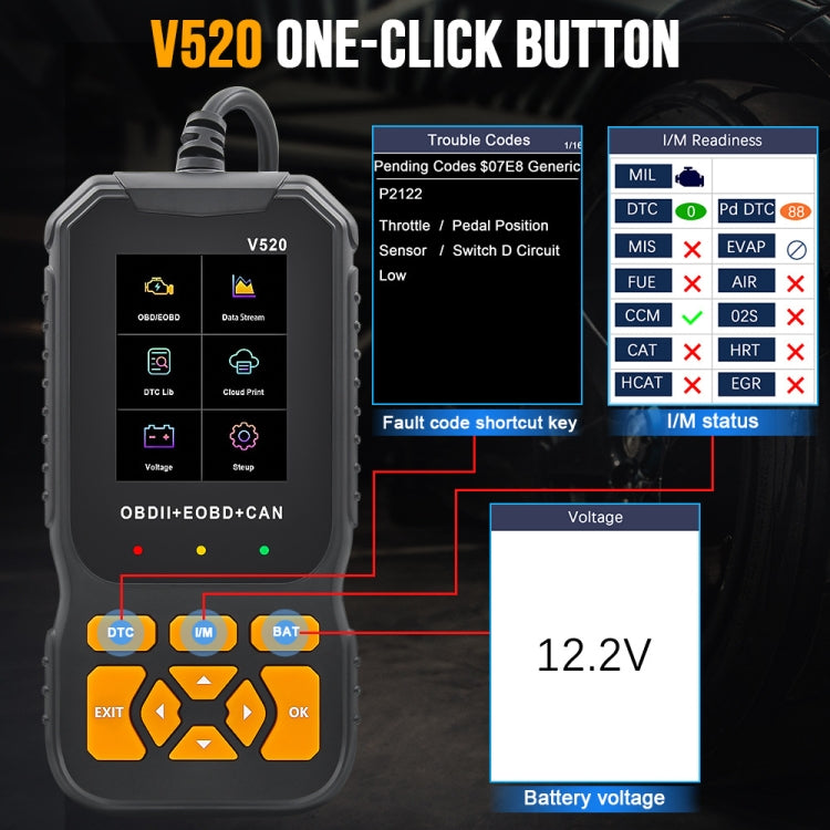 Handheld Portable Car Engine Fault Diagnostic Tool - Code Readers & Scan Tools by buy2fix | Online Shopping UK | buy2fix