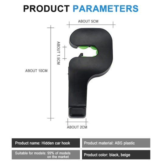 1 Pair Car Seat Back Hidden Hook (Black) - Auto Fastener & Clips by buy2fix | Online Shopping UK | buy2fix