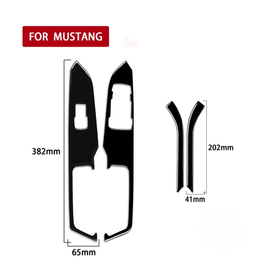 For Ford Mustang 2015-2020 4 in 1 Car Window Lift Panel Decorative Sticker, Right Drive (Black) by buy2fix
