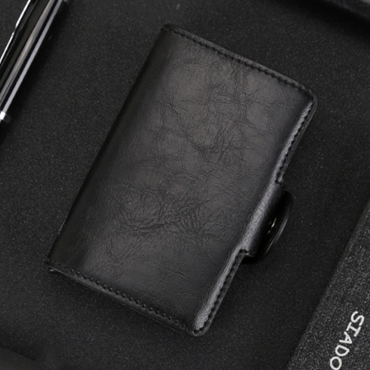 X-7 Antimagnetic RFID Multi-functional Aluminum Crazy Horse Texture Leather Card Bag Wallet(Black) - Antimagnetic RFID Package by buy2fix | Online Shopping UK | buy2fix